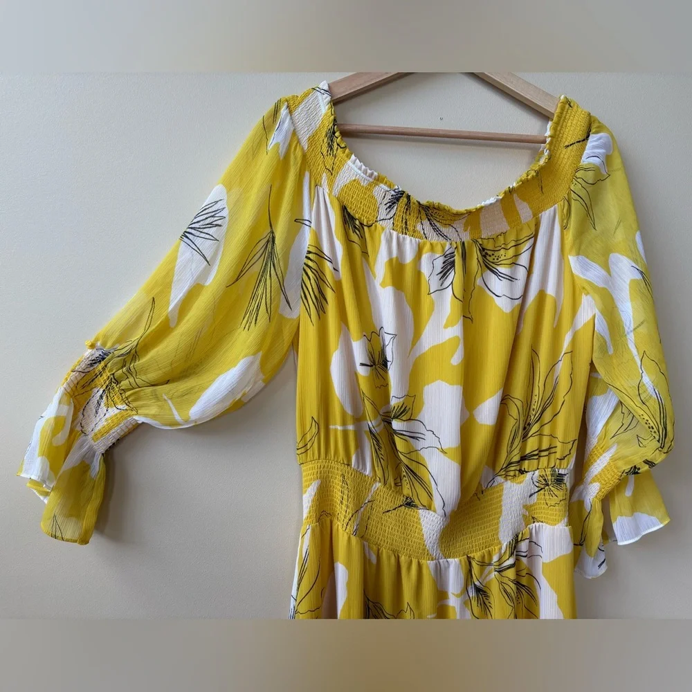 NWOT - Chico's - Yellow and White Floral Maxi Dress - SIZE 14 - Picture 13 of 16